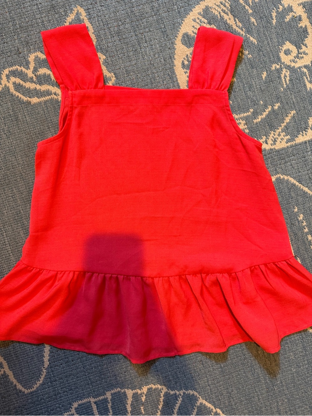 LOFT Red Ruffle-Hem Tank Top